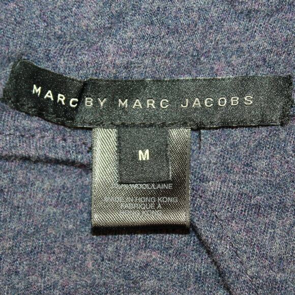 Marc by Marc Jacobs Sleeveless 100% Wool Blouse Top Navy Tank Ruffle Neck Medium - Picture 8 of 8